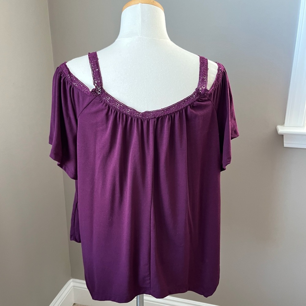Mudd Shirt Handkerchief Asymmetrical Cold Shoulder Off Shoulder Straps Top Small - Picture 2 of 6